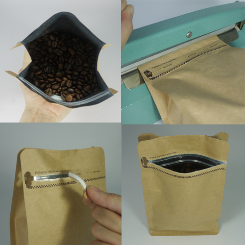 50Pcs Transparent Flat Bottom Stand Up Zip Bags Box Pouch Side Gusset Coffee Bag 